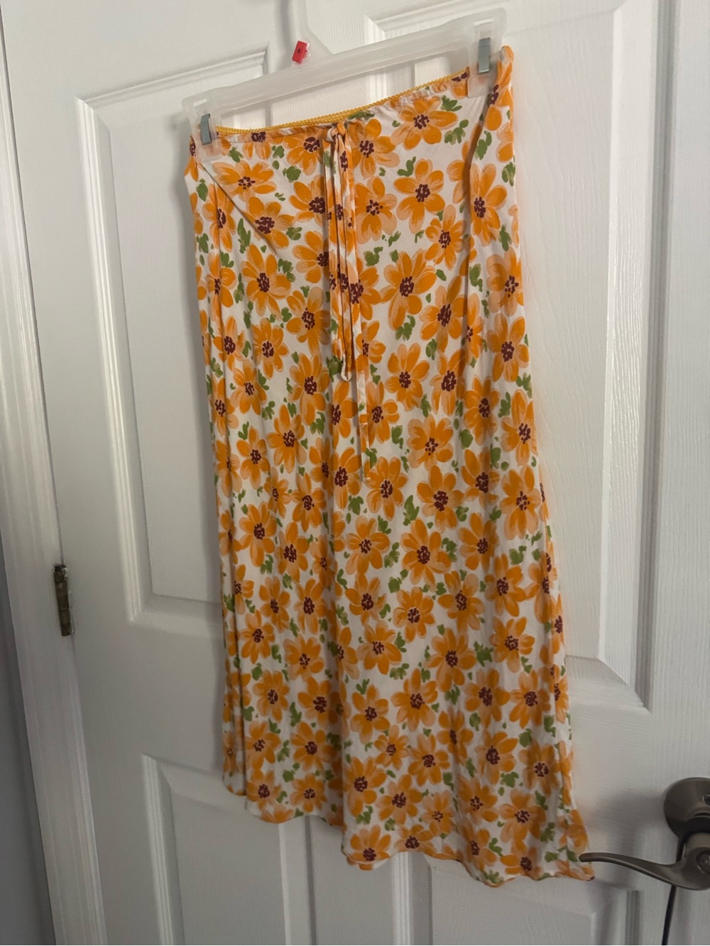 Urban Outfitters Yellow Floral Tie-Waist Midi Skirt